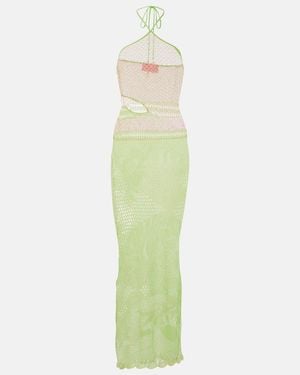 Roberta Einer Natalie Halterneck Cotton-Blend Maxi Dress - Green