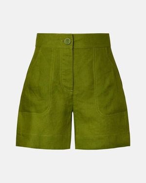 Eres Shorts Correct De Lino De Tiro Alto - Verde