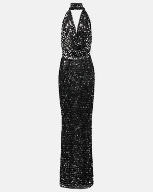 AYA MUSE Bellico Sequined Halterneck Maxi Dress - Black