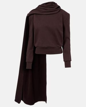Magda Butrym Draped Scarf-Detail Cotton Sweatshirt - Brown