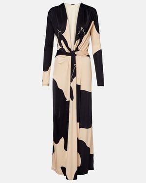 Johanna Ortiz Knotted Printed Maxi Dress - Natural