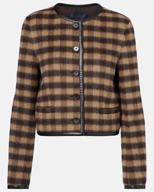 Proenza Schouler Checked Leather-Trimmed Wool-Blend Jacket - Brown