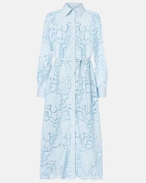 Erdem Laser-Cut Cotton Shirt Dress - Blue