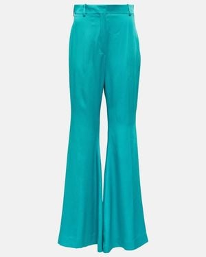 Nina Ricci High-Rise Satin Flared Trousers - Blue