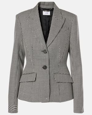 Erdem Tailored Houndstooth Wool Blazer - Grey
