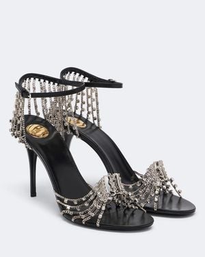 Saint Laurent Babylone Embellished Leather Sandals - Black