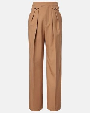 Chloé Virgin Wool Gabardine Wide-Leg Trousers - Brown