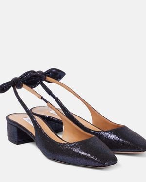 Aquazzura Very Bow 35 Slingback Court Shoes - Blue