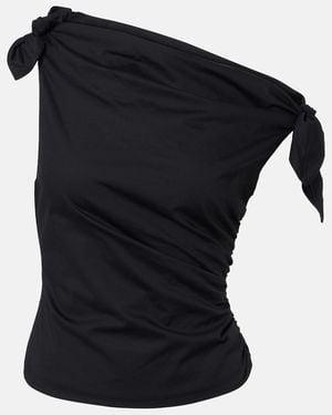 STAUD Bellaria Asymmetric Cotton Top - Black