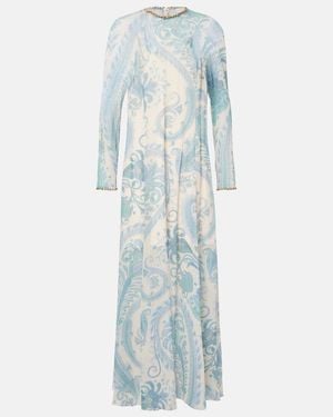 Zimmermann Illuminate Beaded Paisley Maxi Dress - Blue