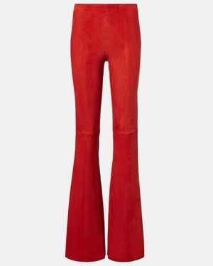 Stouls Gege High-Rise Suede Flared Pants