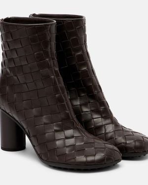 Bottega Veneta Atomic 75 Intrecciato Leather Ankle Boots - Black
