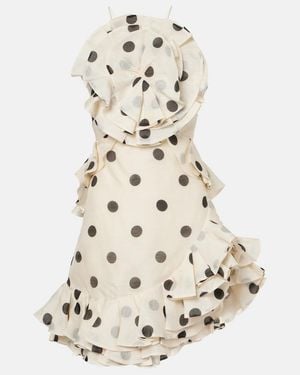 Zimmermann Crush Polka Dot Ruffle Minidress - Natural