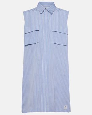 Sacai Striped Cotton Poplin Shirt Dress - Blue