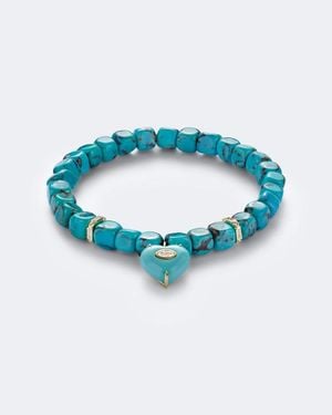 Sydney Evan Armband Mit 14Kt Gelbgold, Tuerkis Und Diamanten - Blau
