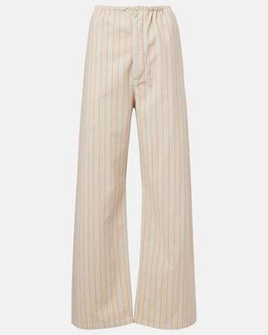 Maison Margiela Striped Cotton Wide-Leg Trousers - Natural