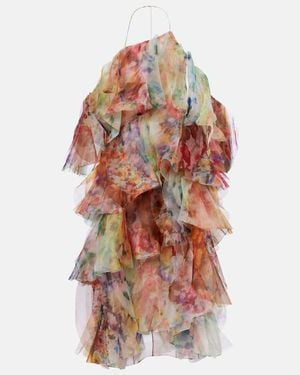 Zimmermann Luna Floral Ruffled Midi Dress - Red