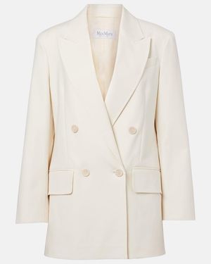 Max Mara Suez Double-Breasted Cotton-Blend Blazer - Natural