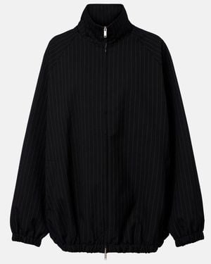 Frankie Shop Baxter Oversized Pinstripe Blouson Jacket - Black