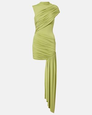De La Vali Ravenna Draped Jersey Minidress - Green