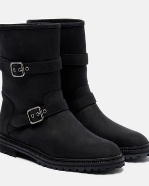 Manolo Blahnik Sulaltrosa Leather Biker Boots - Black