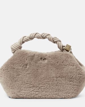 Ganni Bou Small Faux Shearling Shoulder Bag - Metallic