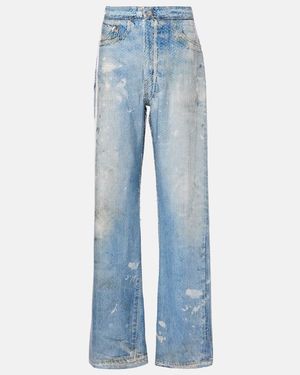 Acne Studios Pantalones Rectos Trompe L'Oeil Con Lentejuelas - Azul