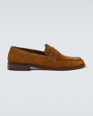 Manolo Blahnik Perry Suede Penny Loafers - Brown