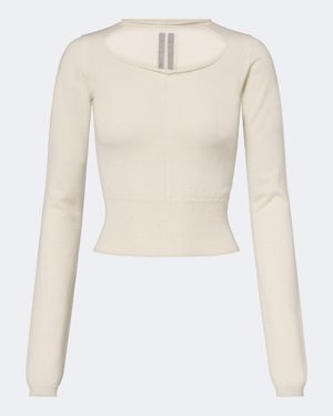 Rick Owens Pull Court En Laine Vierge - Blanc