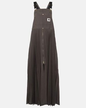 Sacai X Carhartt Pleated Maxi Dress - Natural