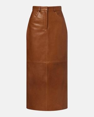 Nour Hammour Ghalia Leather Pencil Skirt - Brown