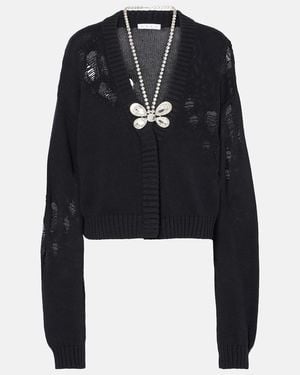 Area Verzierter Cardigan Aus Baumwolle Und Kaschmir - Schwarz