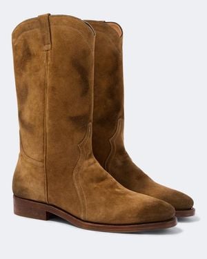 Jil Sander Distressed Suede Ankle Boots - Brown