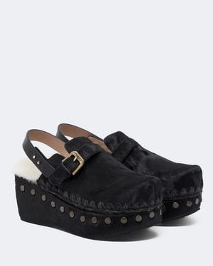 Mou Mules En Cuir Facon Poulain - Noir