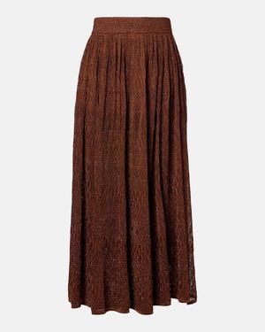 Zimmermann Awaken Lame Lace Midi Skirt - Brown