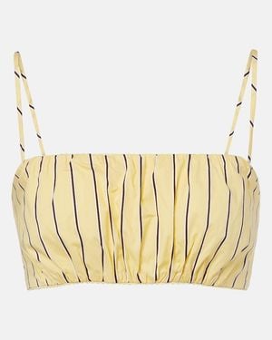 STAUD Fiore Striped Cotton Crop Top - Metallic