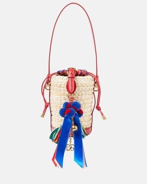 Dolce & Gabbana Taormina Carla Medium Raffia Bucket Bag - White
