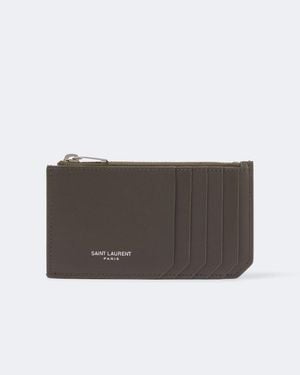 Saint Laurent Kartenetui Paris Fragments Aus Leder - Grau