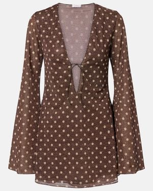 Oséree Lumiere Polka-Dot Minidress - Brown