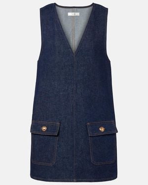 FRAME Pinafore Cotton Denim Minidress - Blue