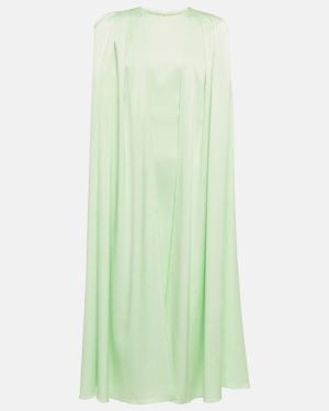 Alex Perry Beckett Cape-Effect Satin-Crepe Midi Dress - Green
