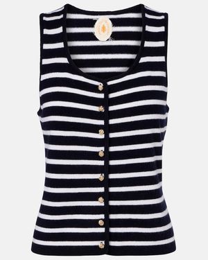 Jardin Des Orangers Striped Cashmere Jumper Vest - Blue