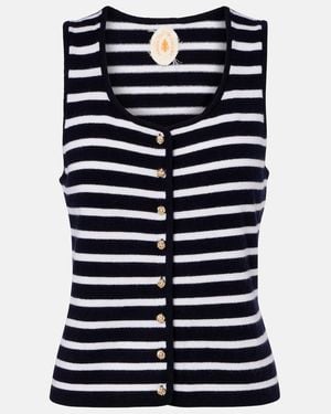 Jardin Des Orangers Striped Cashmere Jumper Vest - Blue