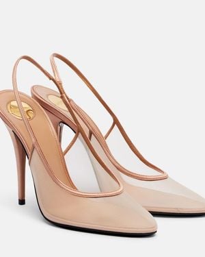 Saint Laurent Anita 110 Mesh Slingback Court Shoes - White