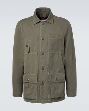 Brunello Cucinelli Cotton And Linen Field Jacket - Green