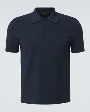 Gucci Gg Jacquard Polo Shirt - Blue