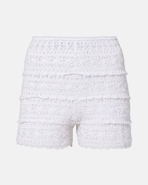 Anna Kosturova Deauville Crochet Cotton Shorts - White