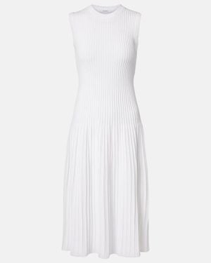 Max Mara Egizio Ribbed-Knit Midi Dress - White