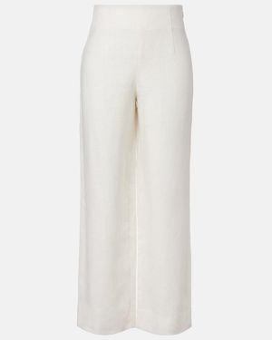 Posse Noelle Linen Wide-Leg Trousers - White