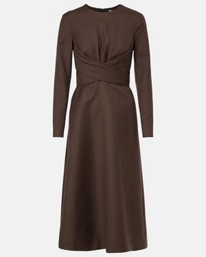 Emilia Wickstead Elta Wool Midi Dress - Brown